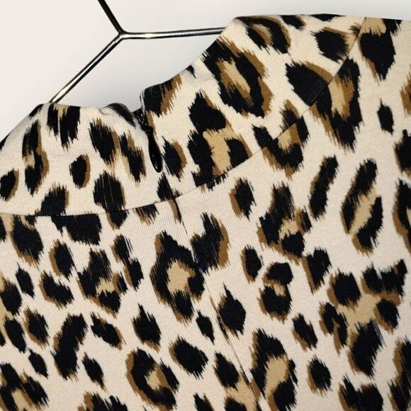 CHICOs Womens Dress Sz 8 Animal Print Black Cream Bodycon Jersey Stretch Glamour - Picture 10 of 11